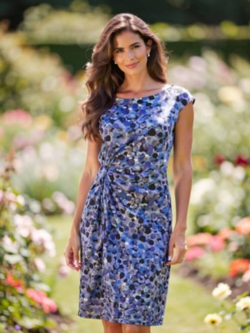 Connected Apparel Sleeveless Faux Wrap Midi Sheath Dress  Size Medium  Like New